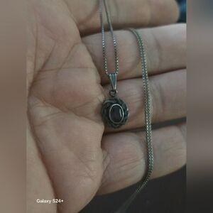 Vintage Ster’ong Silver Pendant Necklace With Amethyste 18"